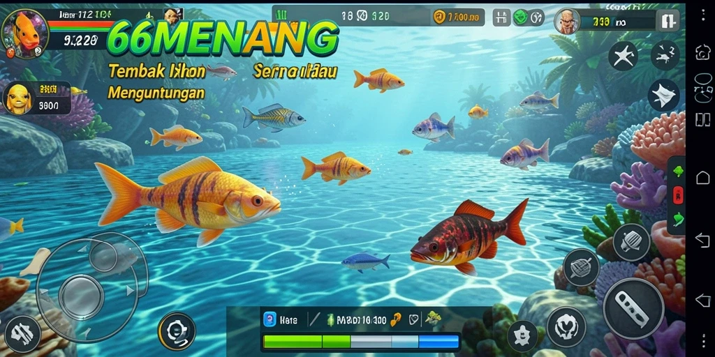 Gameplay menarik dalam 66MENANG saat menembak ikan berharga.