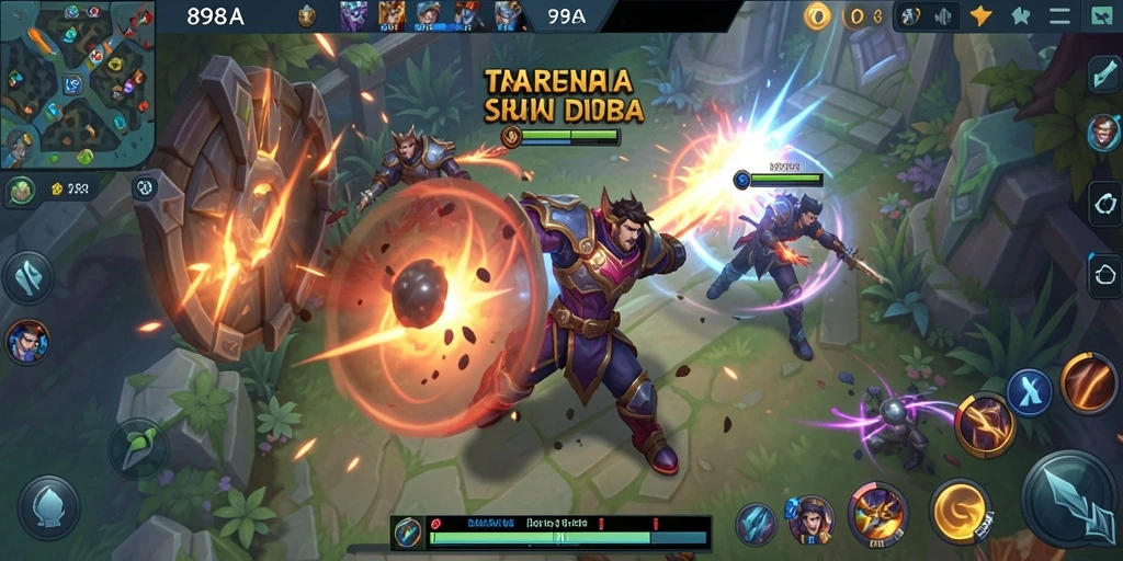 Screenshot utama 898A menunjukkan aksi pertempuran pemain dalam arena.