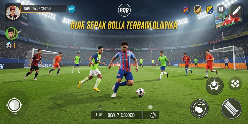 Tampilan gameplay mendebarkan di 8QR dengan aksi sepak bola nyata.