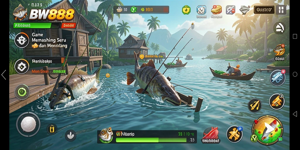 Tampilan gameplay BW888 yang menarik saat menangkap ikan.