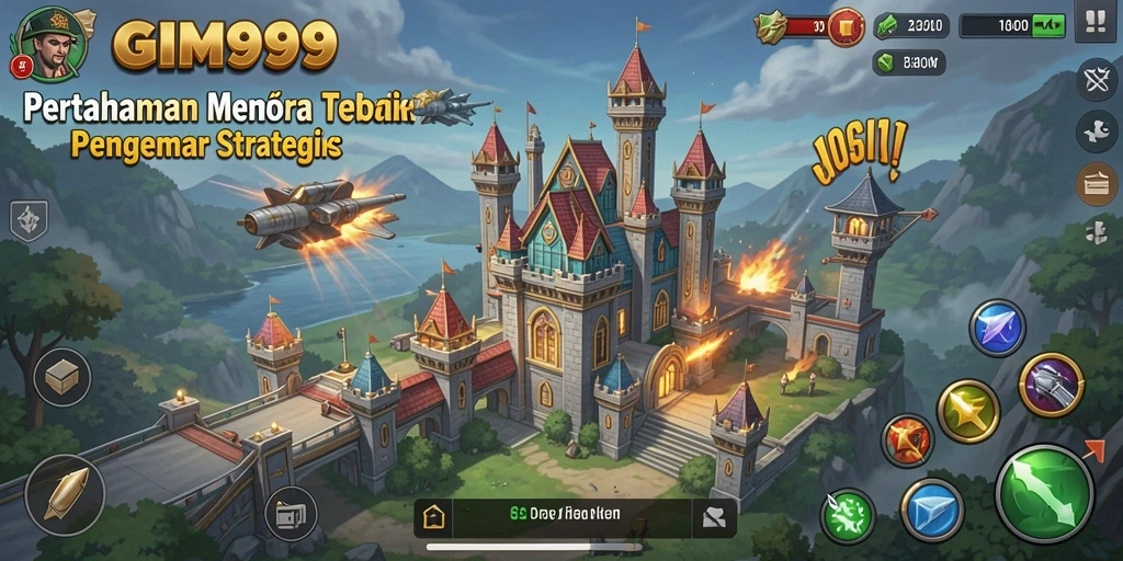 Gameplay menegangkan di GIM999 saat mempertahankan menara.