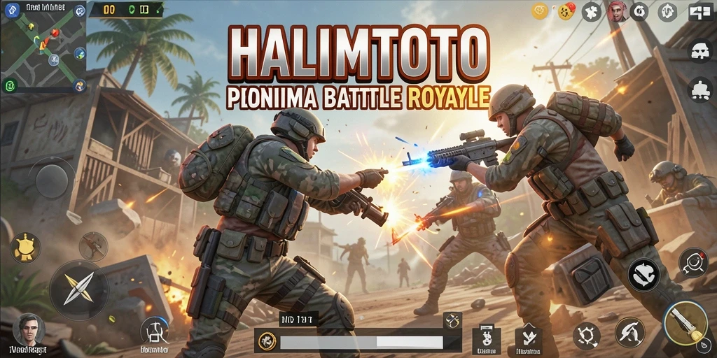 Screenshot gameplay HALIMTOTO menampilkan aksi pertempuran yang mendebarkan.