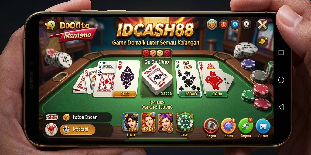 Tampilan gameplay seru dalam permainan Domino IDCASH88.