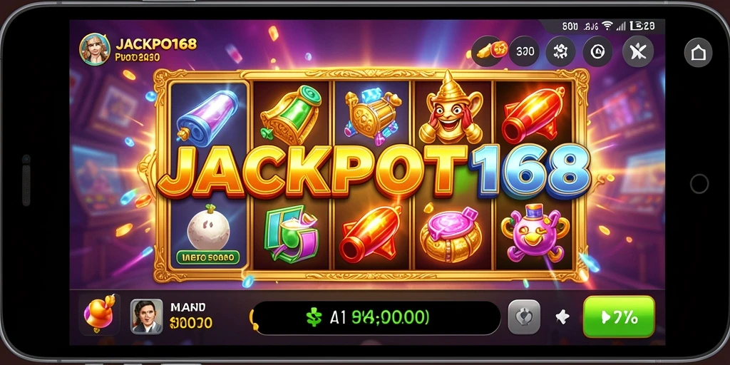 Tampilan gameplay <strong>JACKPOT168</strong> yang menarik dengan mesin slot interaktif.