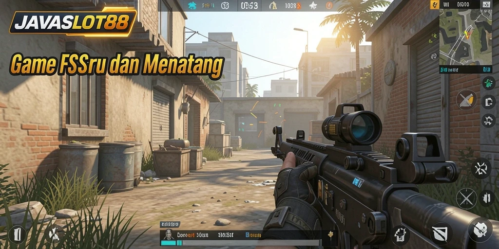 Tangkapan layar menampilkan aksi seru dalam game FPS JAVASLOT88.