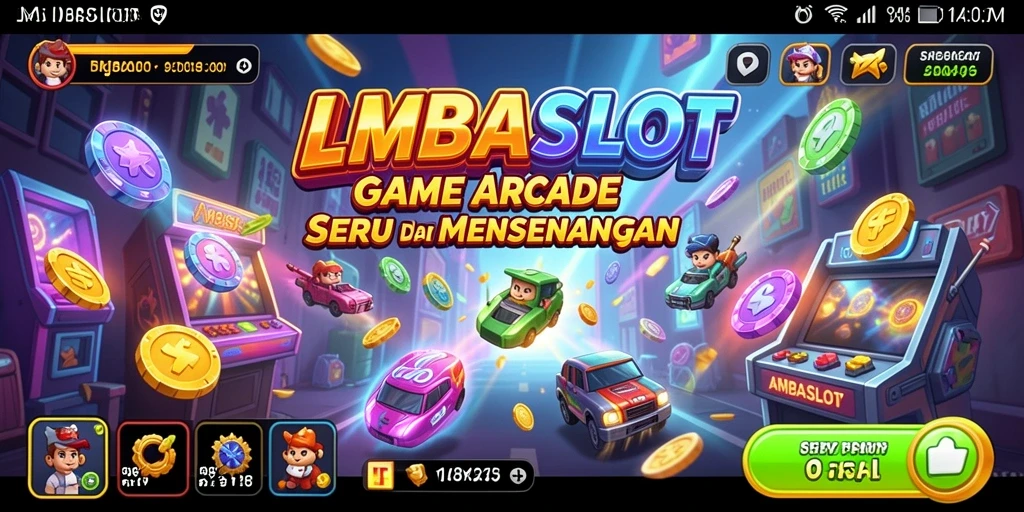 Screenshot gameplay LMBASLOT menampilkan momen mendebarkan dari game Arcade.