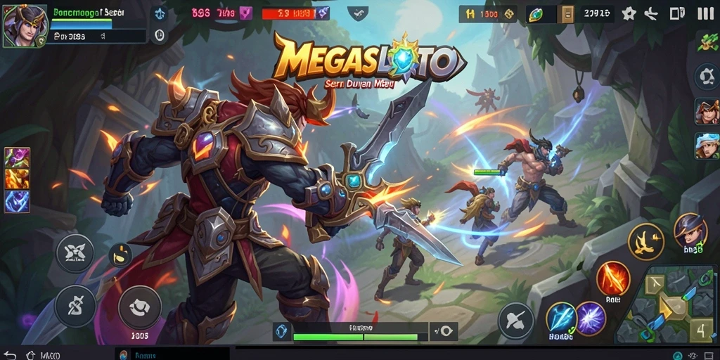 Gameplay seru di <strong>MEGASLOTO</strong> dengan aksi pertarungan MOBA.