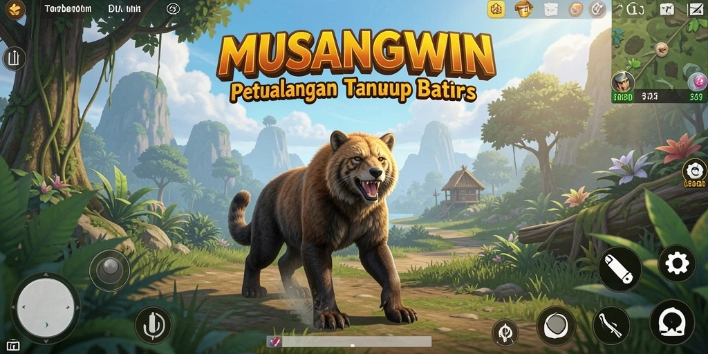 Tampilan seru gameplay MUSANGWIN di dunia terbuka.