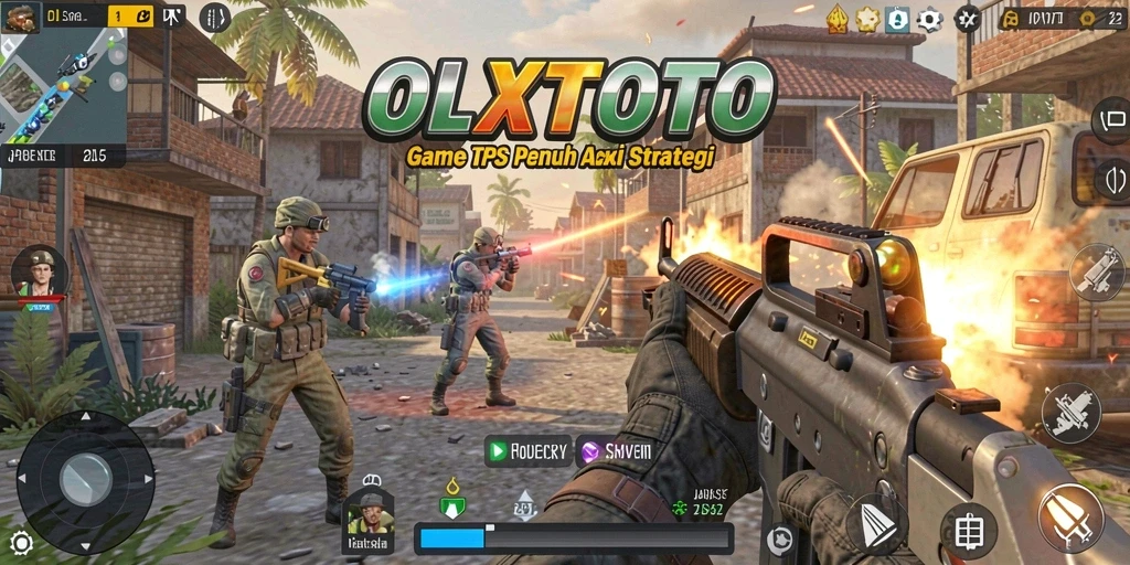 Screenshot OLXTOTO menampilkan aksi pertempuran yang mendebarkan dalam game TPS.