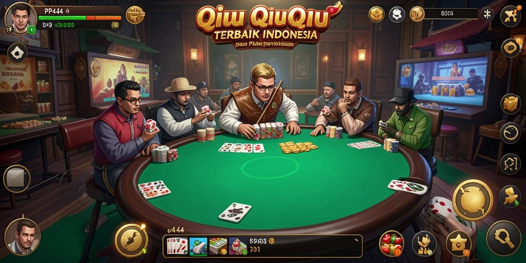 Screenshot gameplay PP444 menunjukkan aksi seru permainan QiuQiu.