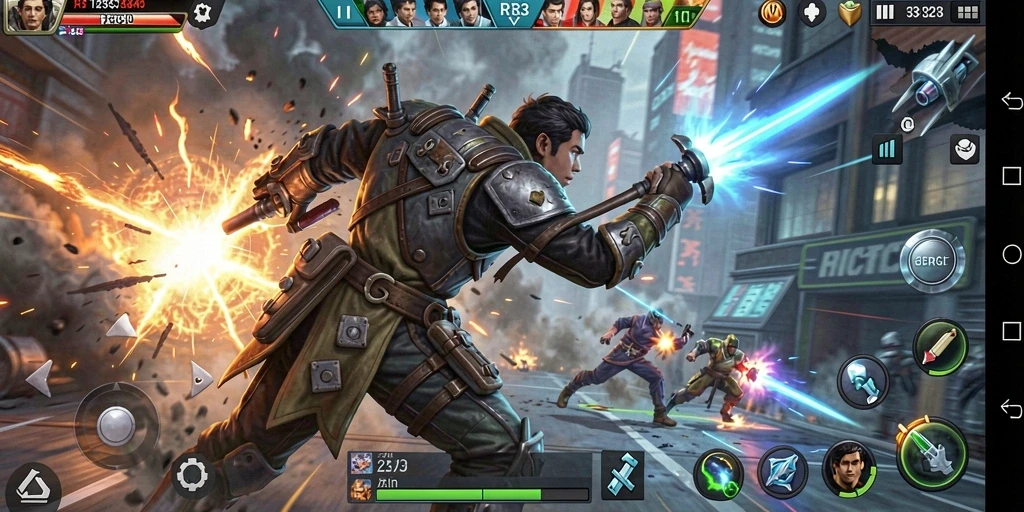 Screenshot RR33 menampilkan aksi pertarungan yang mendebarkan dengan karakter beragam.
