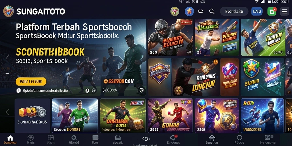 Tampilan menarik dari aplikasi Sportsbook SUNGAITOTO yang interaktif.
