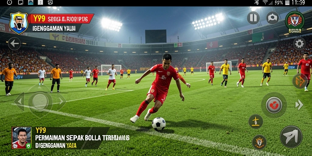 Tampilan permainan sepak bola yang seru dan dinamis.